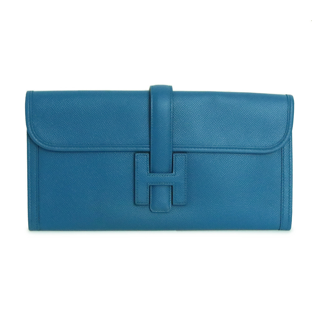 Hermes Jige Elan 29 Second Clutch Bag Vaux Epson Leather Blue